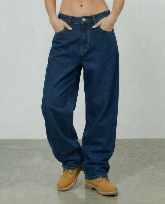Baggy Jean Mujer Clásico Azul Oscuro