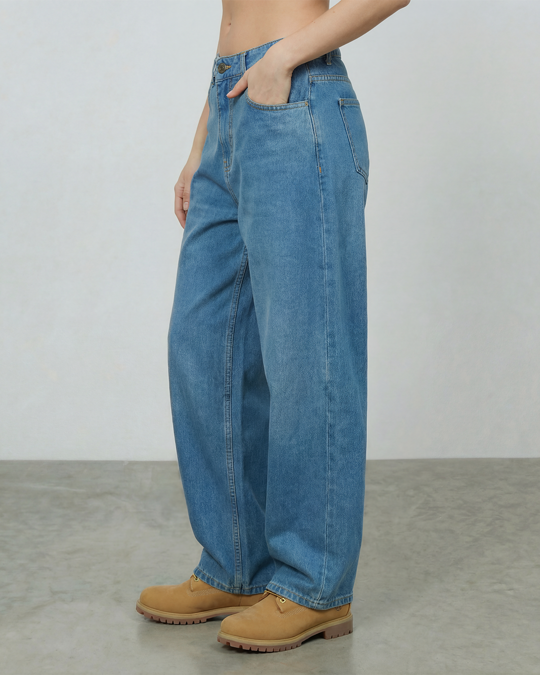 Baggy Jean Mujer Clásico Azul Medio