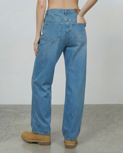 Baggy Jean Mujer Clásico Azul Medio