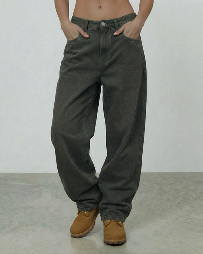 Baggy Jean Mujer Clásico Gris