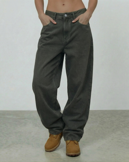 Baggy Jean Mujer Clásico Gris